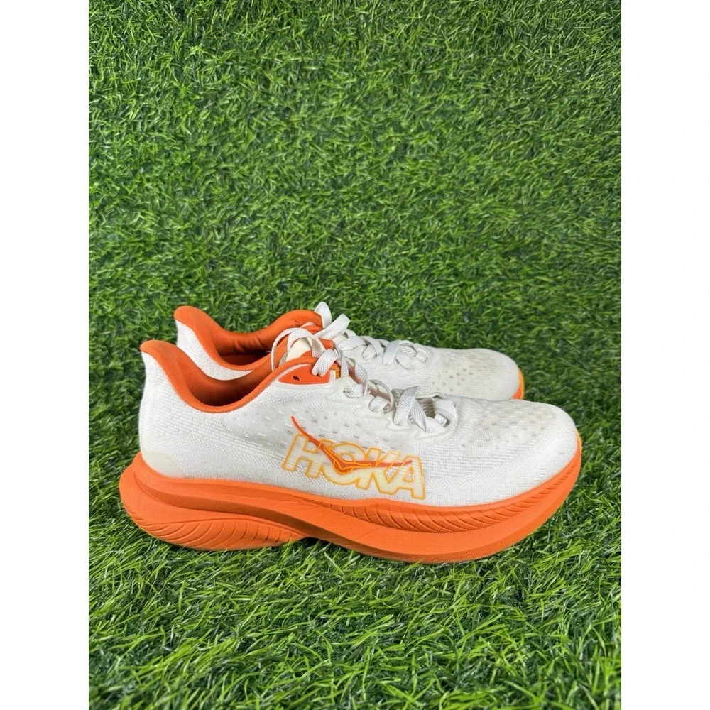 Hoka Mach 6 Lava Orange White Road Running Shoes Mens 10.5 D 1147790-FLV
